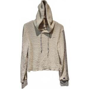 Champion Cropped Loungewear Hoodie Size M Cream & Grey. Super Soft!